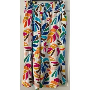 Red and Blue A-Line Pleated Midi Trousers